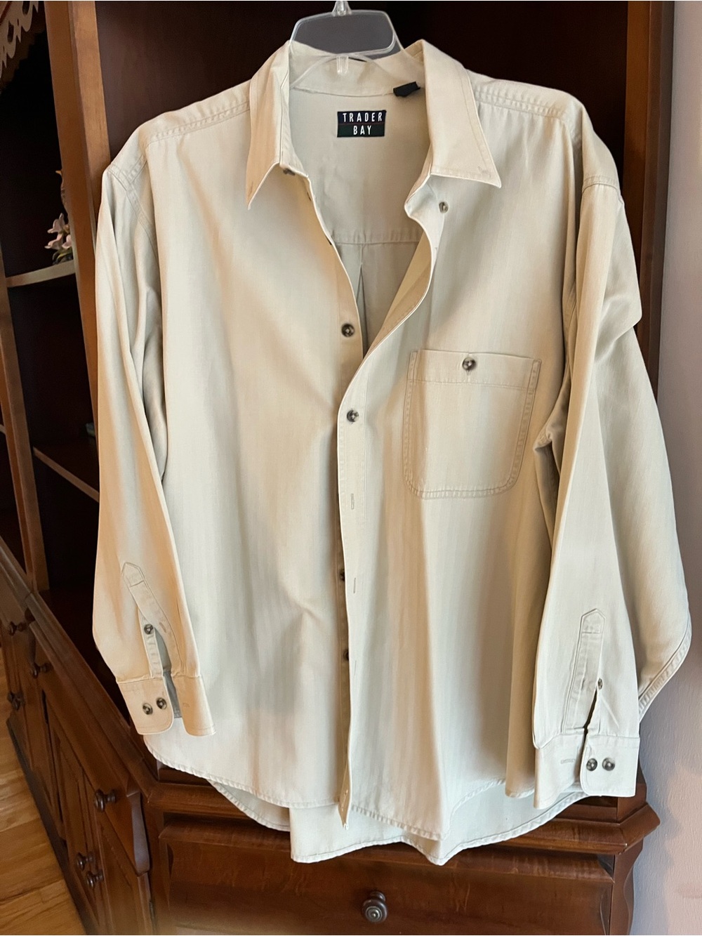 Trader Bay Men's Casual Button-Down Shirt in Beige Cream